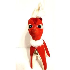 Vintage 60's Red Reindeer Felt Plush - See Description